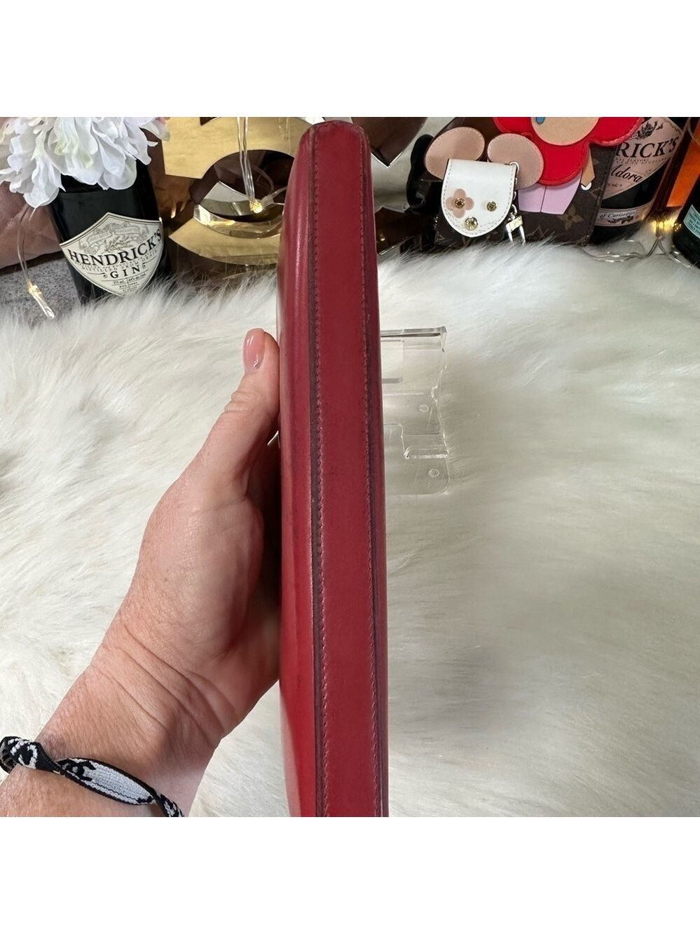 SAINT LAURENT PARIS RED LEATHER ZIP AROUND LONG WALLET YSL ITALIAN DESIGNER - Picture 9 of 16